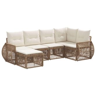 vidaXL Conjunto De Sof&aacute;s De Jard&iacute;n 6 Pcs Beige Y Blanco Crema Vidaxl