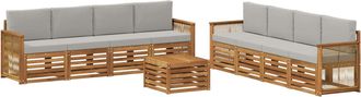 vidaXL Conjunto De Sof&aacute;s De Exterior 9 Uds. Natural Y Gris Claro Vidaxl