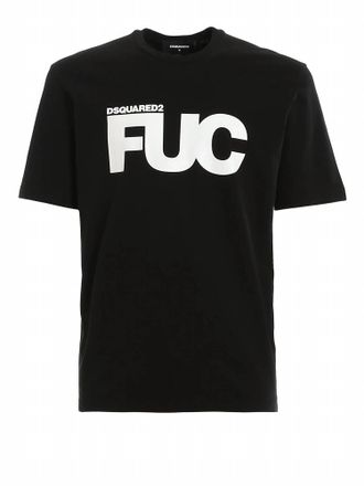 Dsquared2 Mens Fuc Print Graphic Cotton T-Shirt In Black