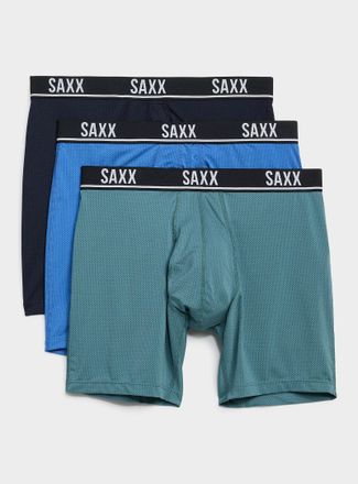 Saxx Mens 6 solid micro-perforated boxer briefs ESSENTIAL PERFORMANCE MESH 3-pack