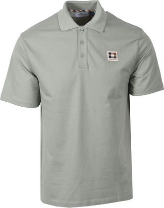Aquascutum Mens CHECK POLO SHIRT SALVIA - Grey Cotton - Size X-Large