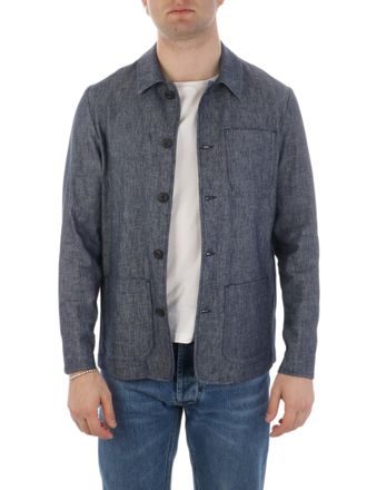 Altea Blue Textured Fabric Button-Up Jacket