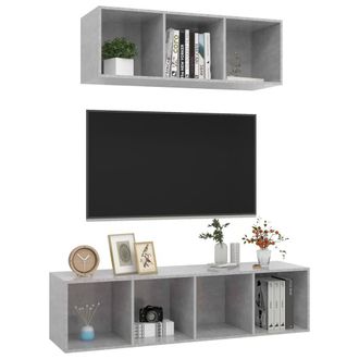 Berkfield Home Practical 2 Piece TV Cabinet Set Concrete Grey Engineered Wood