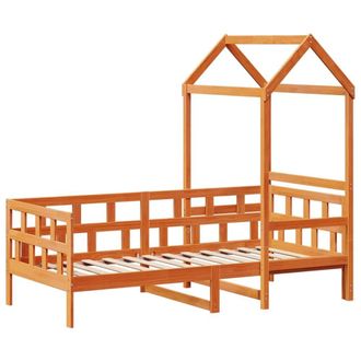 Berkfield Home Beautiful Day Bed with Roof without Mattress Wax Brown 80x200 cm