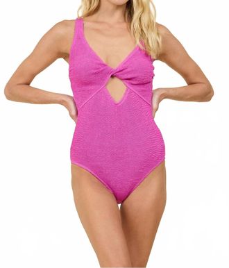 Surf Gypsy Krinkle Front Twist Cut Out One Piece In Wild Berry