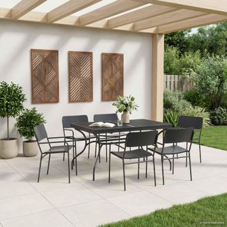 vidaXL Vidaxl Mesa De Comedor De Malla Extensible Gris Antracita Acero