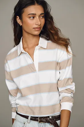 Rowing Blazers Striped 100% Cotton Rugby Shirt Top