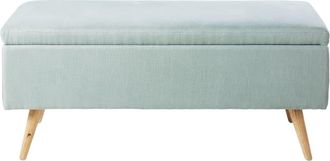 Maisons du monde Banco ba&uacute;l de 2 plazas de lino verde y hevea