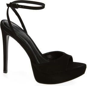 Steve Madden Maiden Ankle Strap Sandal in Black Nubuck at Nordstrom Rack, Size 8.5