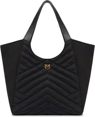 Pinko Logo Tote Bag - Dames - Shoppers - Zwart - ONE Size - Polyester - Tassen