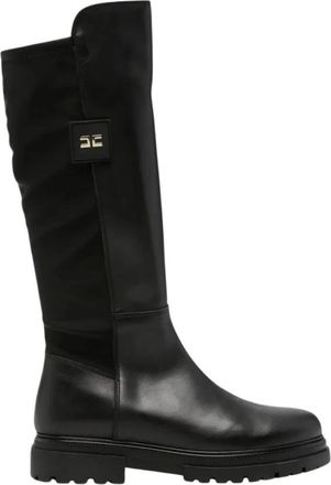 Elisabetta Franchi Botas hasta la rodilla con placa de logo - Shoes - Mujer - Negro - 33 EU