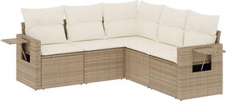 vidaXL Vidaxl - Juego De Sof&aacute;s Jard&iacute;n Con Cojines 5 Pzas Rat&aacute;n Sint&eacute;tico Beige