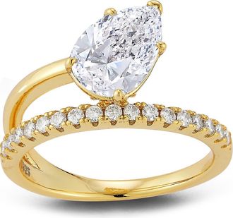 Glaze Jewelry Pear Cut Moissanite Asymmetric Band Ring in Gold at Nordstrom Rack, Size 7