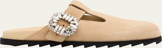 Roger Vivier Slidy Viv Suede T-Strap Mules