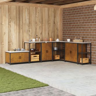 Berkfield Home Kitchen Storage Cabinet with Drawer with Shelf with Storage with Door Rusty Weathering steel in Brown