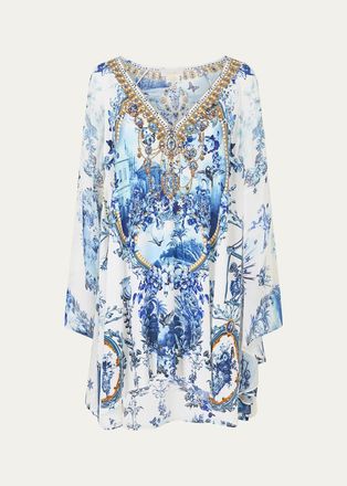 Camilla The Porcelain Raglan Sleeve Mini Dress
