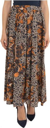 Max Mara Geplooide Rok - Dames - Maxi Rokken - Veelkleurig - L - Katoen - Rokken