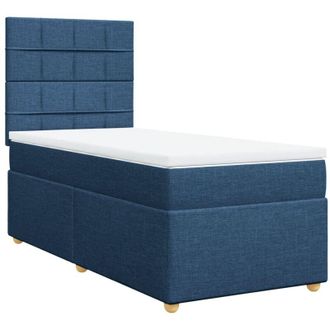 vidaXL Vidaxl - Cama Box Spring Con Colch&oacute;n Tela Azul 90x190 Cm