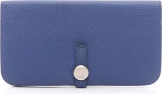 Herm&egrave;s Blue Blue Electric Togo Leather Long Wallet (Bi-Fold) (Pre-Owned)
