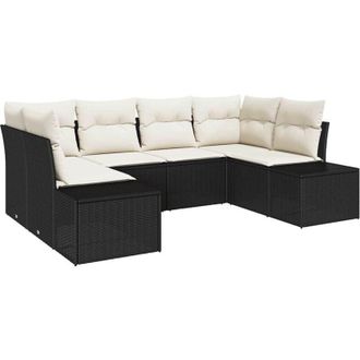 vidaXL Vidaxl - Conjunto De Sof&aacute; De Jard&iacute;n Con Coj&iacute;n 6 Pcs Negro Y Crema