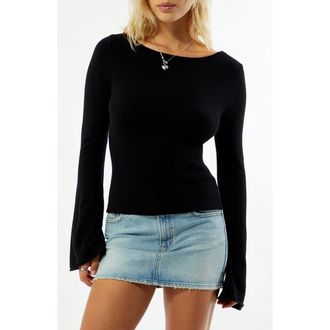 PacSun Noa Wide Neck Bell Sleeve Knit Top in Black at Nordstrom, Size Xx-Small