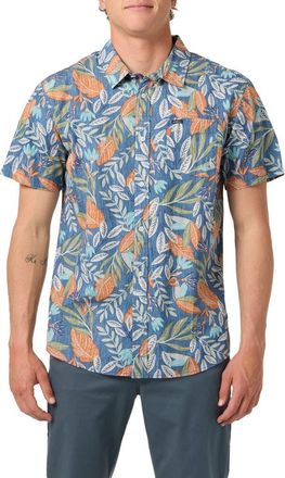 O'Neill Terrace Print Short Sleeve Button-Up Shirt in Midnight Navy at Nordstrom, Size Xx-Large