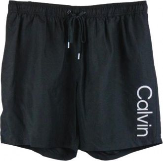 Calvin Klein Mens Standard Uv Protected Quick Dry Swim Trunk In Black