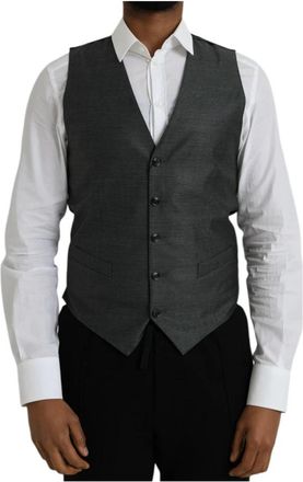 Dolce & Gabbana Grijze Wol Formele Jurk Vest - Heren - Gillet - Grijs - M - Wol - Kostuums