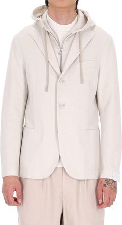 Eleventy Beige Raw-Edge Cotton Jersey Blazer