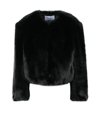 Stand Studio Black Polyester Faux Fur Jacket