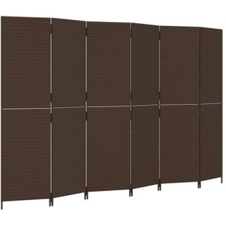 vidaXL Divisorio per Ambienti a 6 Pannelli Marrone in Polyrattan - Vidaxl