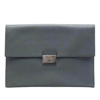 Prada Pre-owned Vintage Clutch - Dames - Pre-owned - Grijs - Maat: ONE Size Leer