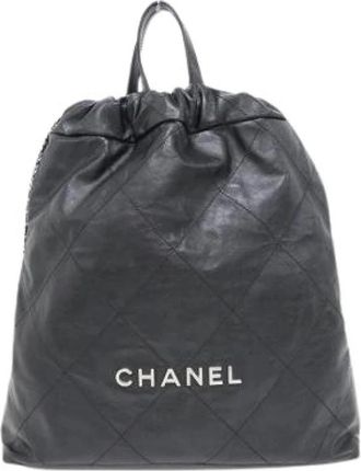 Chanel Pre-owned 22 Calf Backpack - Dames - Vintage Rugzakken - Zwart - ONE Size - Leer - Vintage
