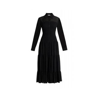 Michael Kors Kleedjes, Dames, Zwart, S, Polyester, Smocked Georgette Shirtdress