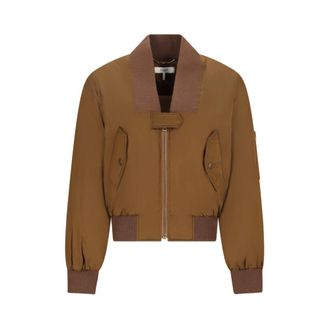 Chlo&eacute; Bomber Jackets, female, Brown, Size: XS Nylon Bomber Jacket