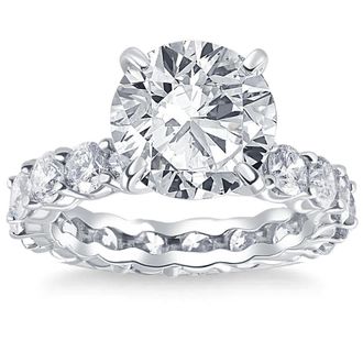 Pompeii3 Certified 7.02 Ct Diamond Eternity Engagement Ring F/SI1 14k White Gold Size: 7