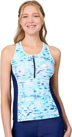 Free Country Womens Crochet Wave Mesh Racerback Tankini Top