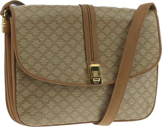 Celine Macadam Beige Canvas Shoulder Bag (Pre-Owned)