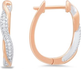 Queen Jewels Two-Tone Cubic Zirconia Swirl Hoop Earrings in Silver/Rose Gold at Nordstrom Rack