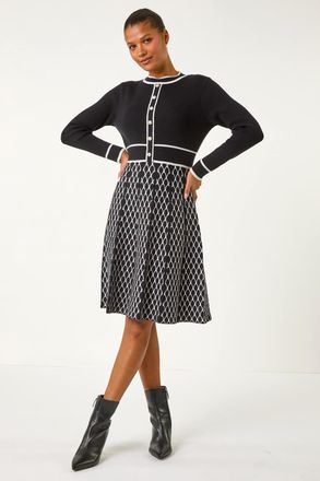 Roman Button Detail Knitted Midi Dress