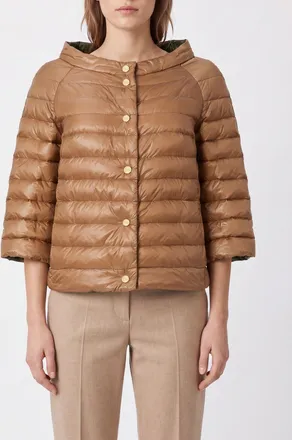 Herno Piumino corto reversibile con scollo tondo in nylon ultraleggero