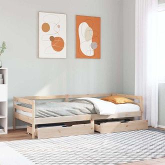 vidaXL Daybed with Drawers without Mattress 80x200 cm Solid Wood Vidaxl