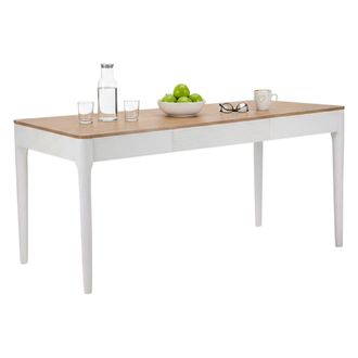 Dmora Dmora - Mesa De Comedor Besozzo, Estante De Cocina, Consola De Comedor, Estante Rectangular Fijo, 180x60 H80 Cm, Blanco Y Marr&oacute;n