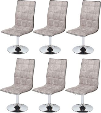 Hhg Hhg - Nunca Usado] Lote De 6 Sillas De Comedor 105, Silla Silla De Cocina, Altura Regulable Giratoria, Tela/textil Mvg, Vintage Pebble Grey