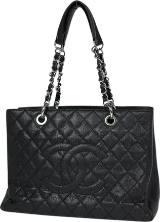 Chanel Black Grained Calfskin Tote Bag (Pre-Owned)
