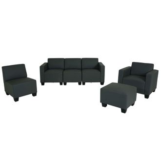 Hhg Sistema Modular Sof&aacute; Sof&aacute; Lyon 3-1-1-1, Polipiel, Gris Oscuro