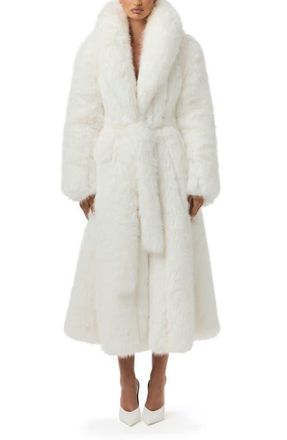 Naked Wardrobe Pelted Faux Fur Coat in White at Nordstrom, Size X-Small
