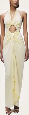 Nocturne Cut-Out Halter Maxi Dress in Yellow at Nordstrom, Size X-Small