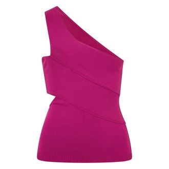 Alberta Ferretti Asymmetrical Fitted Top - female - Alberta Ferretti - Sleeveless Tops - Pink - S - Tops
