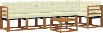 vidaXL Conjunto De Sof&aacute;s De Exterior 7 Uds. Natural Y Crema Vidaxl